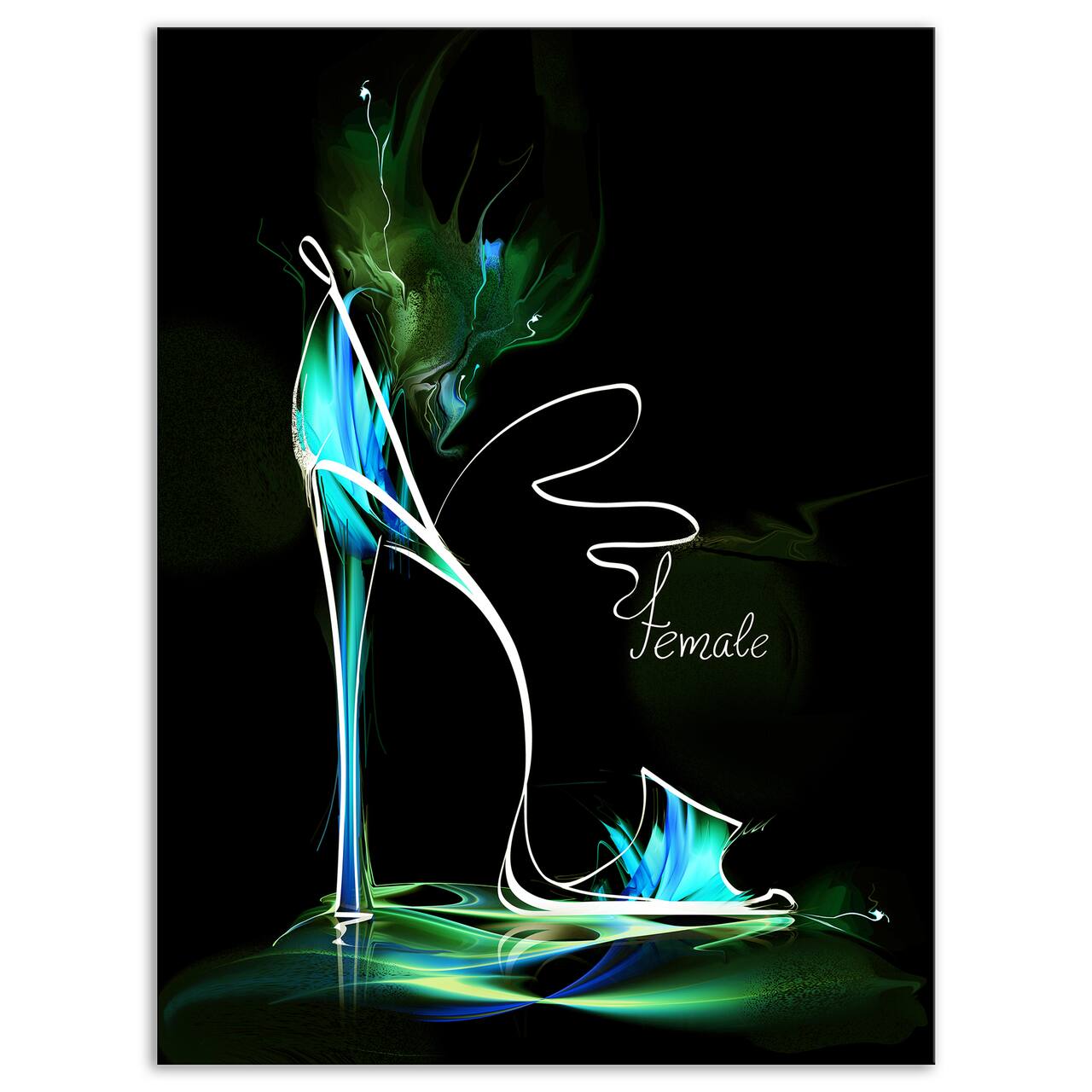 Designart - Green High Heel Show - Abstract Canvas Art Print
